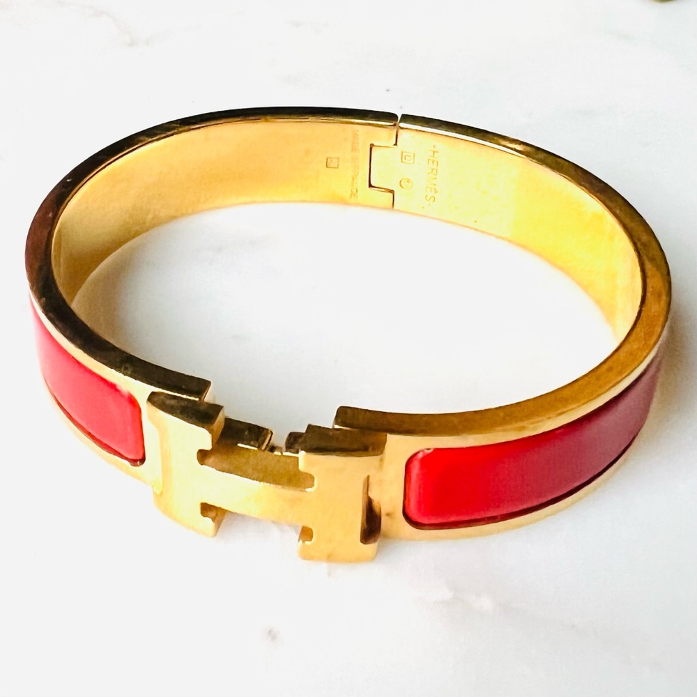 Hermes Clic H Bracelet | Red Enamel and Gold | PM